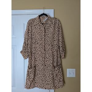 See by Chloé Silk Leopard Print Shirt Dress Size 6   Quiet Luxury Boho Fall